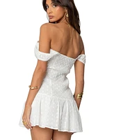 Edikted Women's Jill Eyelet Drop Waist Mini Dress