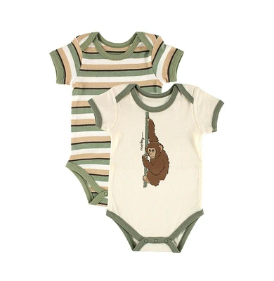 Touched by Nature Baby Boys Organic Cotton Bodysuits, Green, 9-12 Months