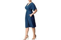 Kiyonna Plus Gia A-Line Midi Dress with Pockets