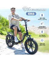 EK6 Electric Bike 20" x 4.0 Fat Tire Foldable E Bike with 48V 15Ah Removable Battery, 750W Mountain Adult Electric Bicycle with 7 Gears, 55-100KM Long