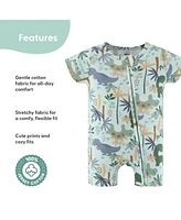 The Peanutshell Baby Boys Rompers - 2 Pack, Green Dino