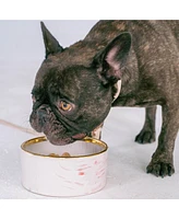 Marble Dog Bowl: Blush Pink & Gold Accent