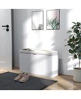 Homcom Shoe Bench with Padded Seat and Flip-Drawer for 8 Pairs,