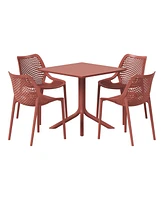 5-Piece Resin Square Patio Dining Table Set with Stackable Chairs
