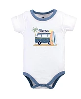 Hudson Baby Boys Cotton Bodysuit, Shorts and Shoe 3pc Set, Gone Surfing, 0-3 Months
