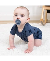 The Peanutshell Baby Boys Rompers - 2 Pack, Blue Stars