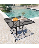 Square Metal Outdoor Patio Dining Table with 1.9 in. Umbrella Hole