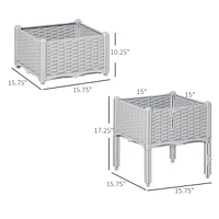 Mini Wood Cold Frame, Compact 2 Doors Garden Greenhouse with Wheels, Raised Bed with Liner for Indoor Outdoor Use