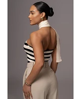 Jluxlabel Women's Black/White Amelie Striped Top