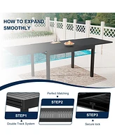Expandable Patio Dining Table, Metal Aluminum Outdoor Table for Porch Lawn Garden Bistro Rectangular Table