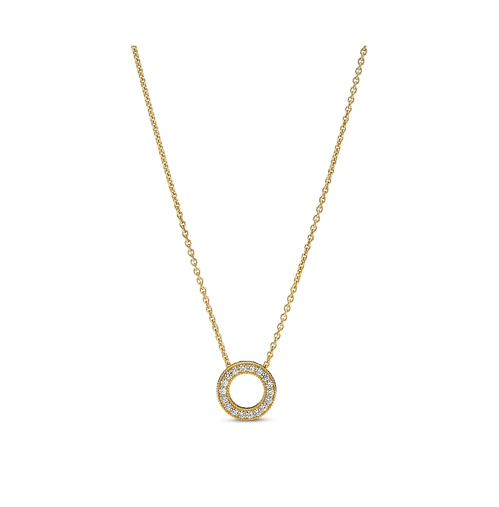Pandora Logo Pave Circle Collier Pendant Necklace