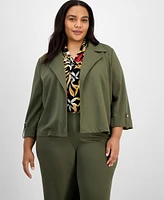 Anne Klein Plus Drapey 3/4-Sleeve Open-Front Jacket
