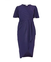 Quiz Plus Scuba Crepe Short Sleeve Wrap Midi Dress