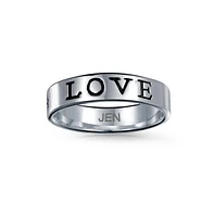 Bling Jewelry Love Stay Strong Purity Promise Commitment Eternity Band Ring Oxidized .925 Sterling Silver