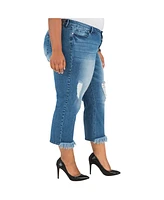 Poetic Justice Plus Curvy-Fit Frayed Cropped Ankle Jeans