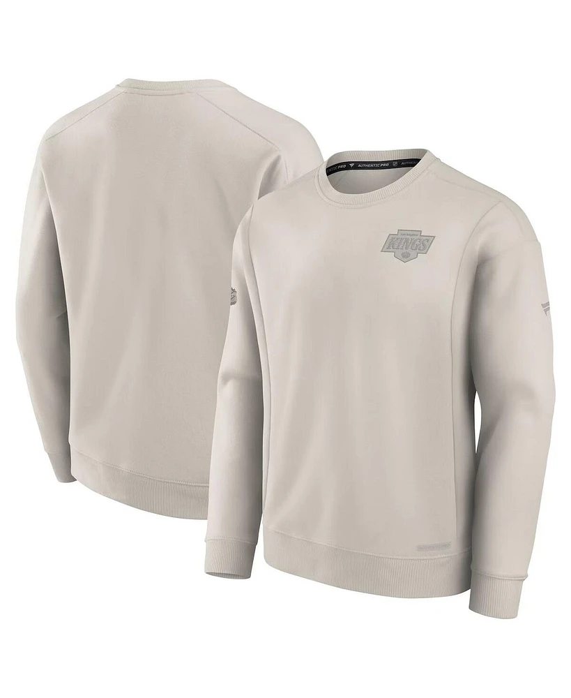 Fanatics Men's Cream Los Angeles Kings Authentic Pro Road Fleece Pullover Sweatshirt