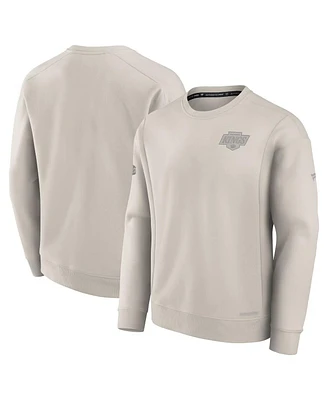 Fanatics Men's Cream Los Angeles Kings Authentic Pro Road Fleece Pullover Sweatshirt