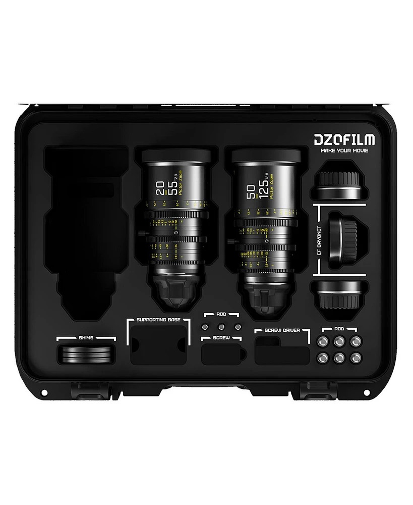 Dzofilm Pictor 20-55mm and 50-125mm T2.8 Super35 Parfocal Cine Lens Bundle for Pl Mount and Canon Ef, Black