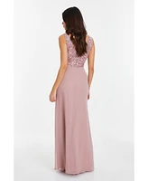 Quiz Women's Chiffon Embellished Wrap maxi Dress