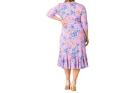 Kiyonna Plus Flirty Flounce Midi Wrap Dress with 3/4 Sleeves
