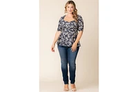 Kiyonna Plus Posh Peplum Top with Sweetheart Neckline