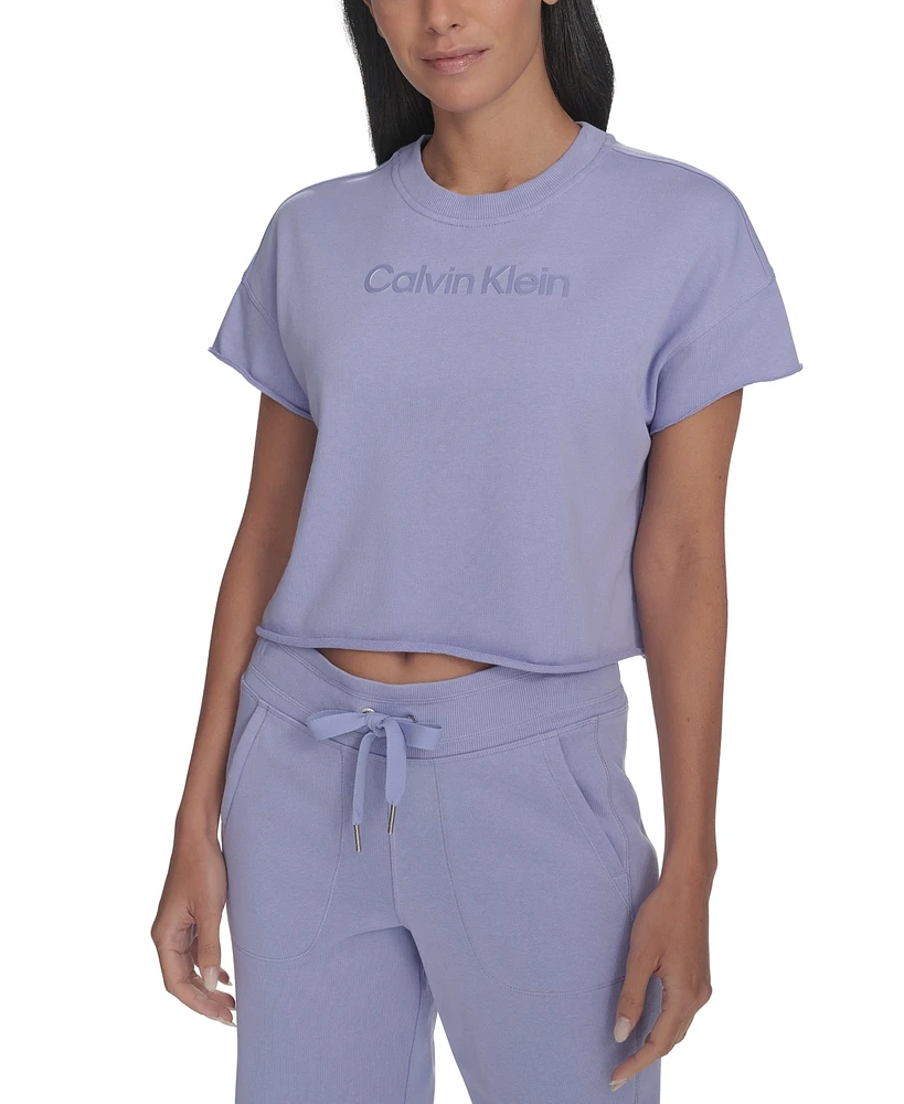 Calvin Klein Performance Women's French Terry 2-Tone Logo Crop T-Shirt