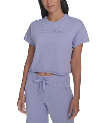 Calvin Klein Performance Women's French Terry 2-Tone Logo Crop T-Shirt