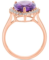Effy Collection Diamond (1/10 ct. t.w.) & Amethyst (5-1/3 ct. t.w.) Ring in 14k Rose Gold