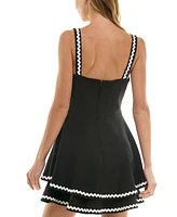 City Studios Juniors' Contrast-Trim Sleeveless Fit & Flare Mini Dress