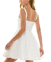 City Studios Juniors' Cotton Eyelet Mini Dress