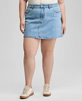 And Now This Trendy Plus Floral-Embroidered Denim Skirt, Exclusively at Macy's