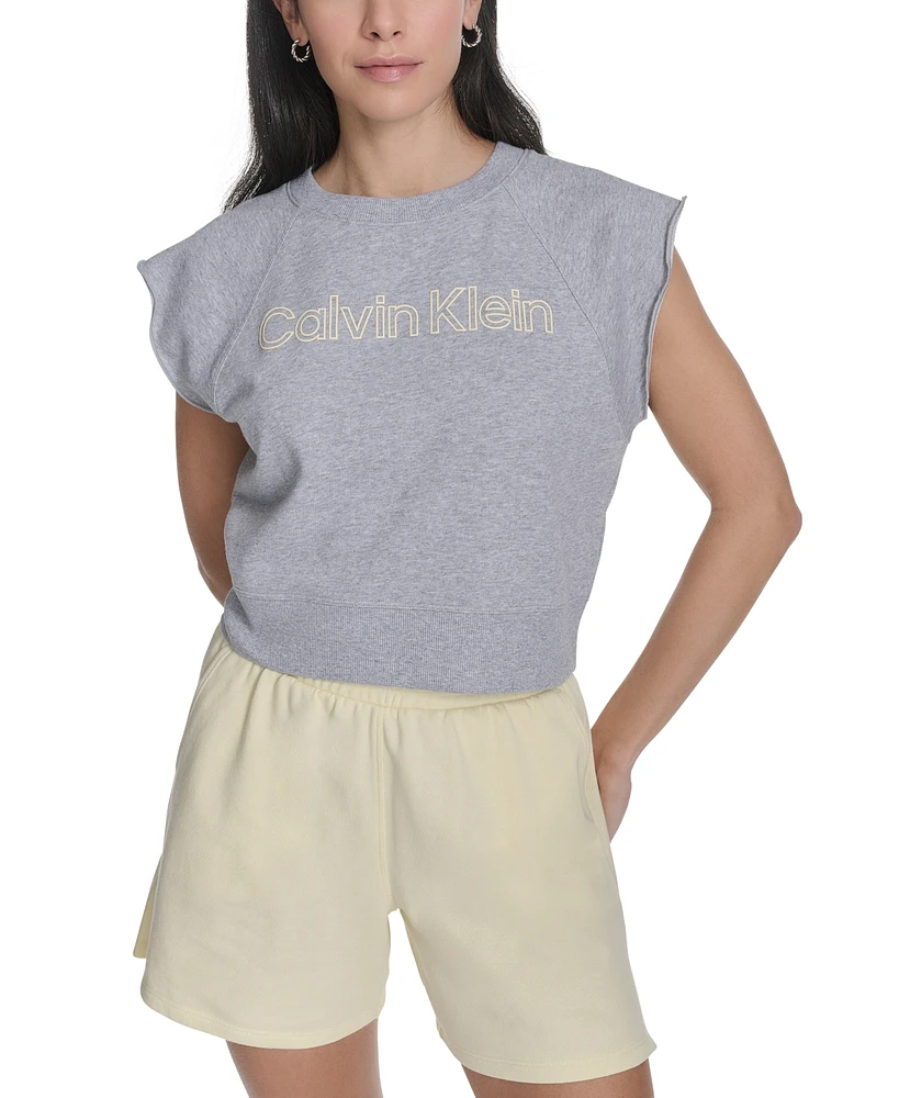 Calvin Klein Performance Women's Sleeveless Puff-Logo Cropped Top