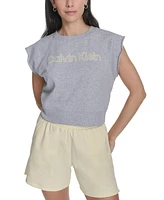 Calvin Klein Performance Women's Sleeveless Puff-Logo Cropped Top