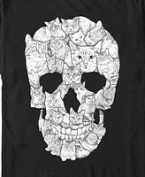 Design By Humans Men's Sketchy Cat Skull Short Sleeve T-Shirt