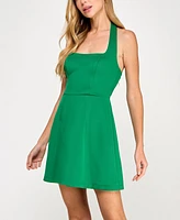 Seni & Cade Juniors' Halter-Neck Scuba Fit Flare Mini Dress