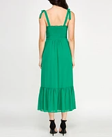 City Studios Juniors' Ruffled Tie-Strap Midi Dress