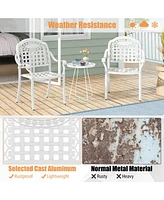 4pcs Patio Cast Aluminum Armrest Chairs Dining Stackable Outdoor Brown