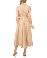 CeCe Women's Cotton Belted Midi Shirtdress
