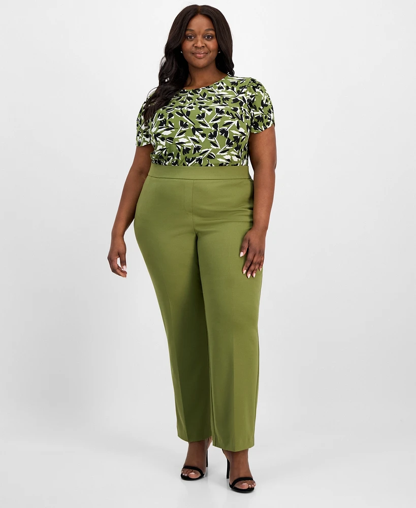 Ak Anne Klein Plus Pull-On Mid-Rise Trousers