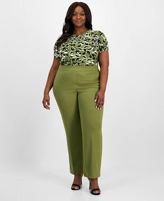 Ak Anne Klein Plus Pull-On Mid-Rise Trousers
