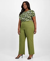 Ak Anne Klein Plus Pull-On Mid-Rise Trousers