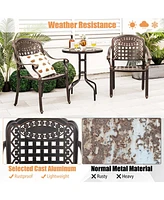 4pcs Patio Cast Aluminum Armrest Chairs Dining Stackable Outdoor Brown