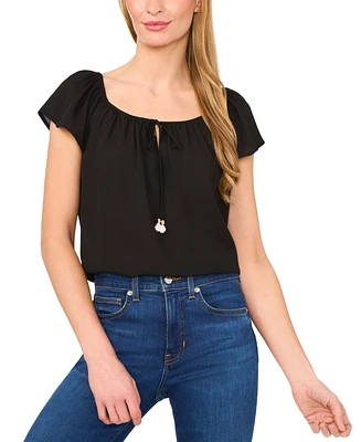 CeCe Women's Round-Neck Flutter-Sleeve Blouse