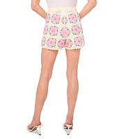 CeCe Women's High-Rise Crochet Flower Shorts
