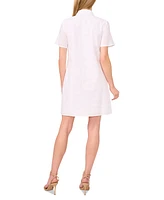 CeCe Women's Floral Embroidered Button-Front Shirtdress