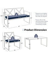 Gymax 4 Piece Outdoor Conversation Set Patio Furniture Set Metal Frame w/ Cushions