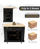 Kitchen Island with Storage and 3-Level Adjustable Shelves