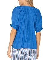 Liverpool Los Angeles Women's Draped Short-Sleeve Blouse