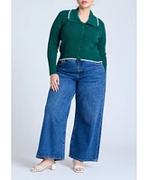 Eloquii Plus Oversized Collar Ribbed Sweater