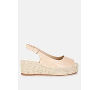 Yarael Croco Peep Toe Wedges